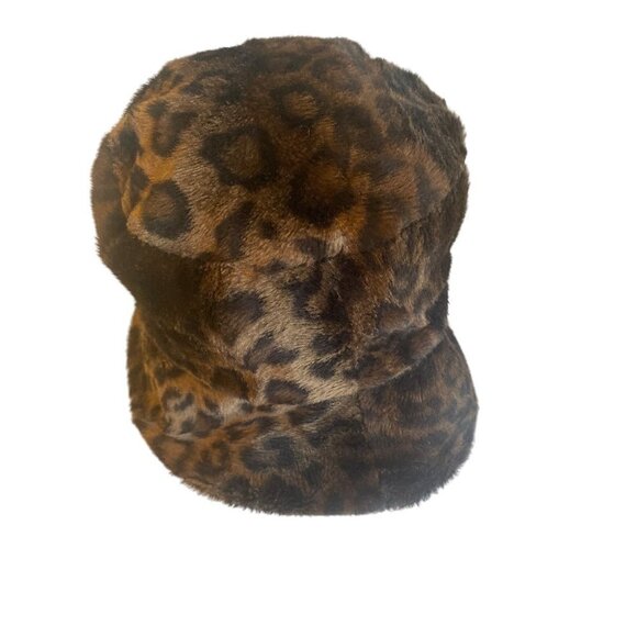 Kenneth Cole Brown Animal Print Velour Bucket Hat Cap One Size - Picture 2 of 6